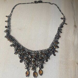 Kenny Ma San Francisco Romantic Bronze dainty crystal amber waterfall necklace